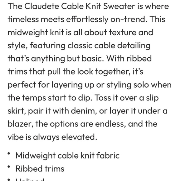 Vici - Claudette Cable Knit Sweater- NWT - Picture 7 of 8